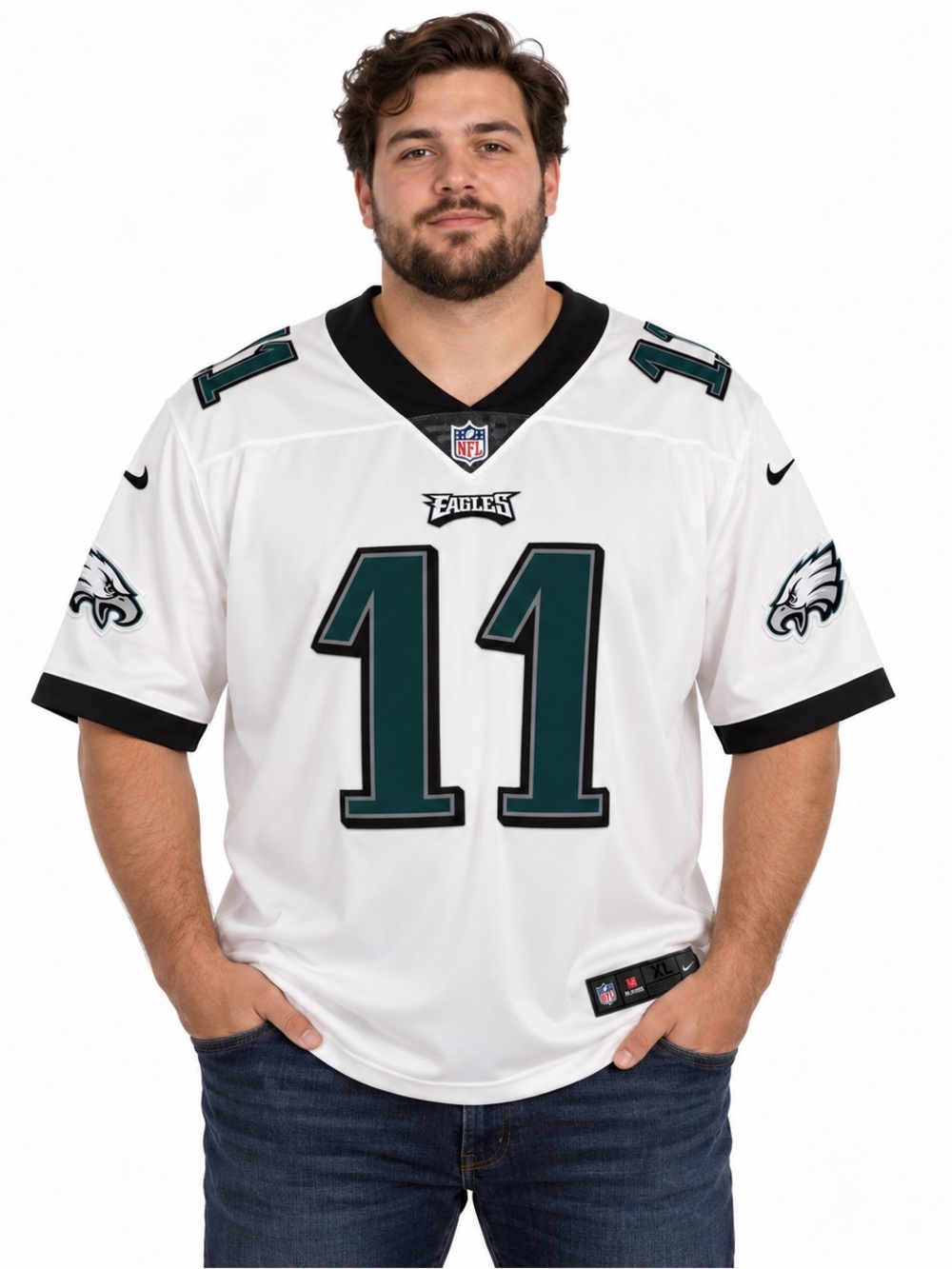 Nike Philadelphia Eagles AJ Brown #11 White Football Jersey Men’s XL